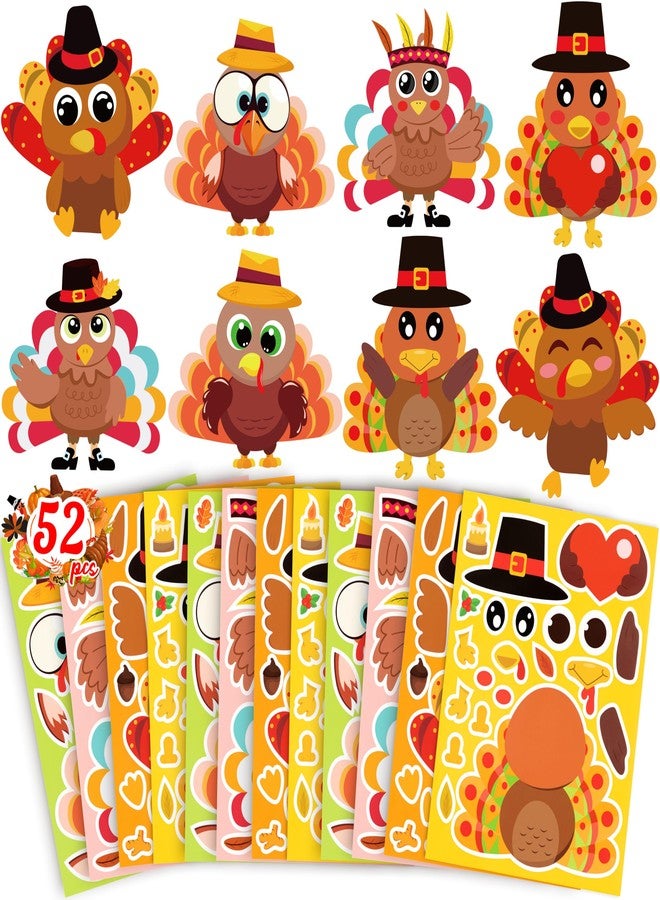Moon Boat 52pcs Thanksgiving Crafts for Kids, Make-A-Turkey Stickers Party Games/Favors/Supplies(Style 2) - Image 1